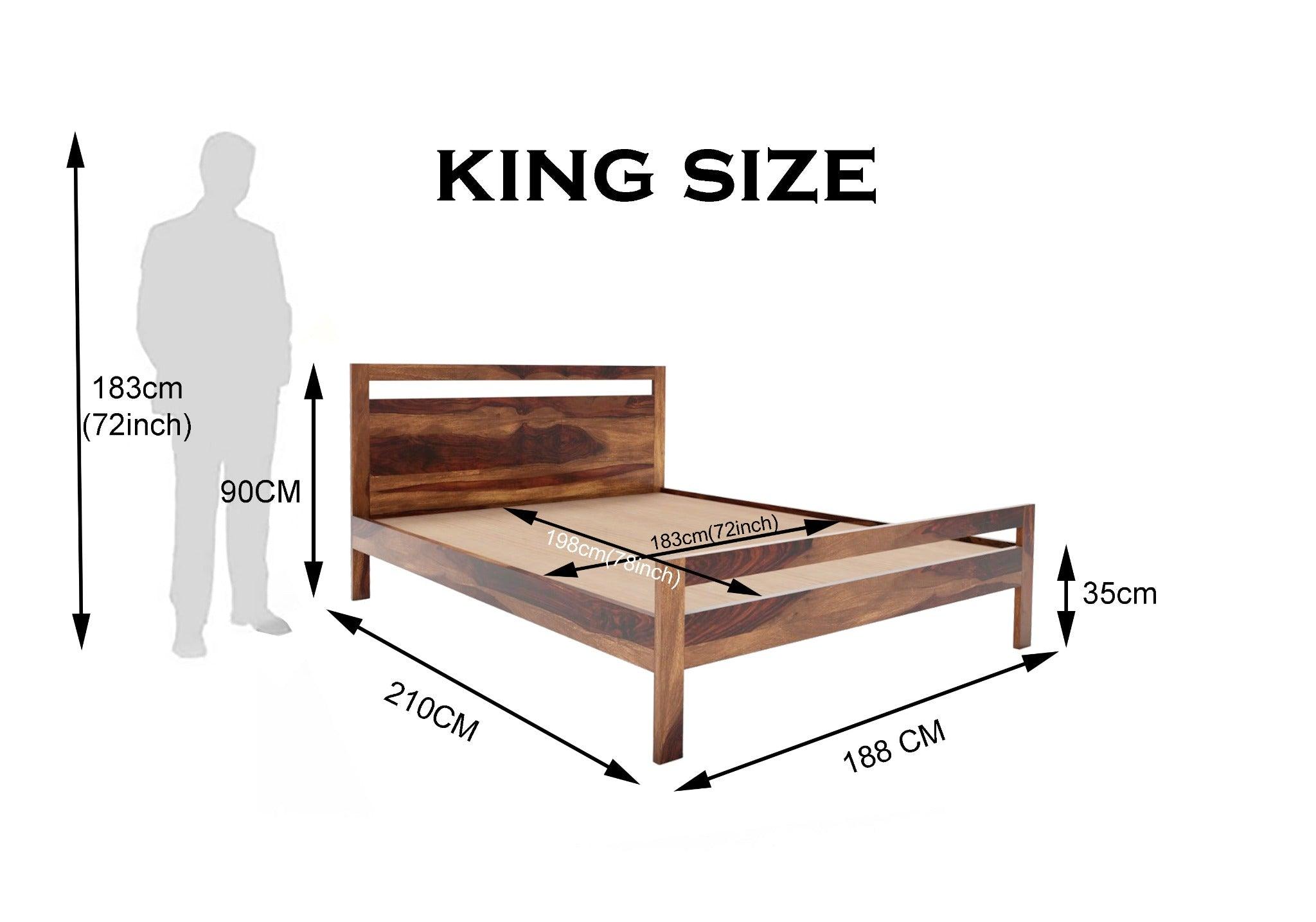 Lima Handmade Teak Wood King Size Plain Bed with 2 Bedside Tables Rustic Bedroom Furniture Set for Hotel Quality Luxury - Image 2