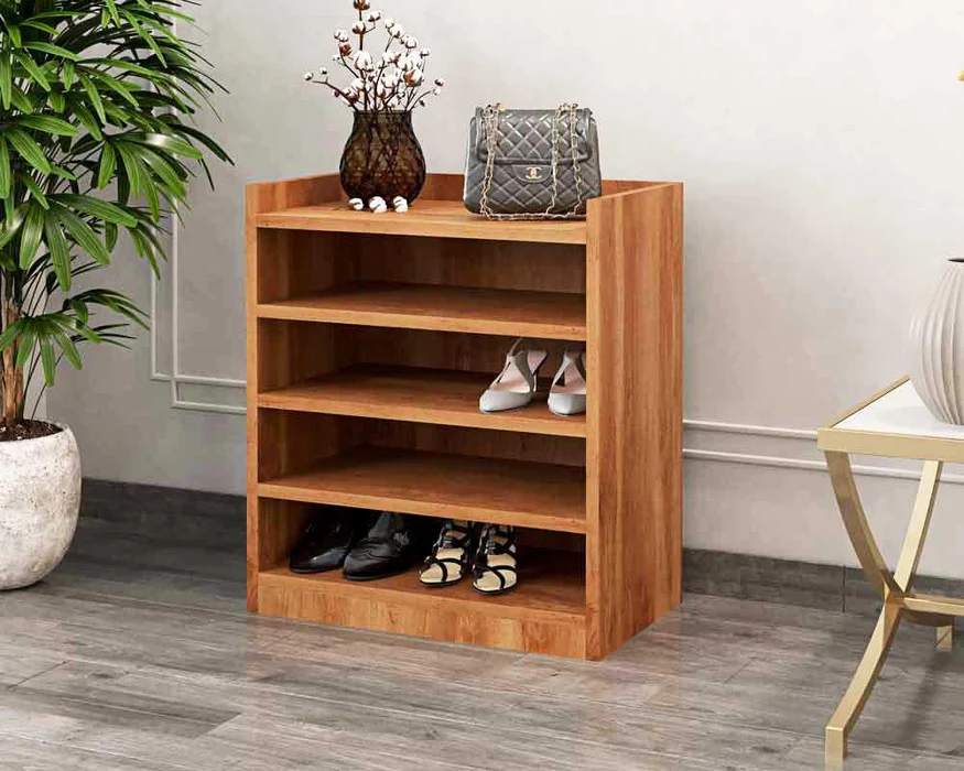 Natural Art & Crafts Vino Handmade Solid Sheesham Wood Shoe Rack with 5-Tier Shelves Space-Saving Entryway & Hallway Shoe Organizer