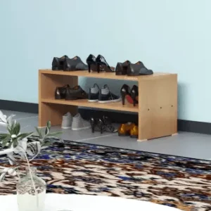Natural Art & Crafts Girro Handmade Solid Sheesham Wood Shoe Rack with 1-Tier Shelves Space-Saving Entryway & Hallway Shoe Organizer (Beige)