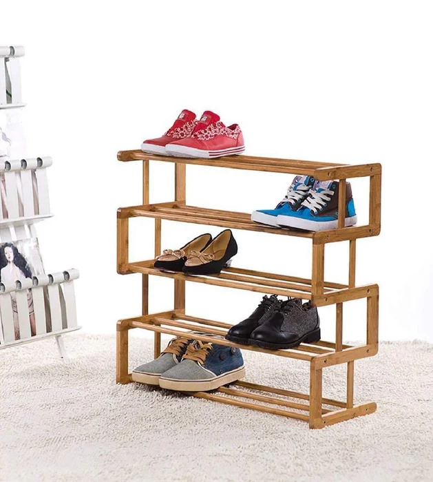 Natural Art & Crafts Airro Sheesham Wood Shoe Rack with 5-Tier Shelves – Space-Saving Entryway & Hallway Shoe Organizer
