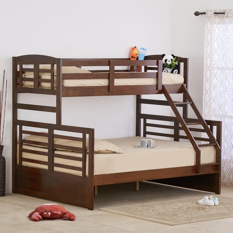 Helios Della Handmade Teak Wood Bunk Bed Durable, Space-Saving Solid Wood Modern Design ( Brown )