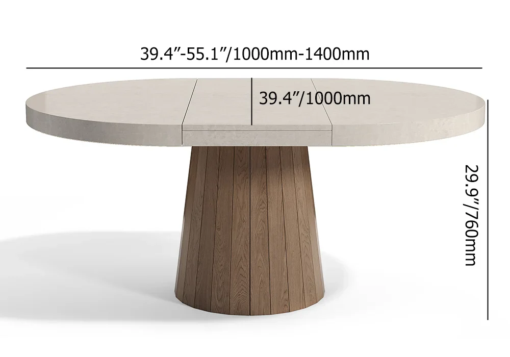 Extendable Handmade Teak Wood 4 Seater Round Dining Table Set Modern Space-Saving for Dining Room, Kitchen - Image 3