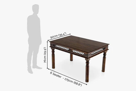 Forged Design Handmade Teak Wood 6 Seater Rectangular Dining Table Set Elegant Solid Wood Dining for Kitchen and Dining Room - Image 6