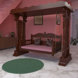Vintage Hand Carved Swing, Hammock, Jhula, Cradle 3 Seater (Walnut Finish)