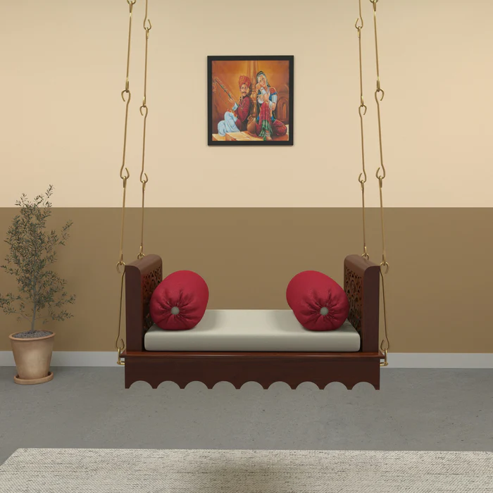 Irish Handmade Teak Wood Swing Patio Hammock Jhula Traditional Indian Style