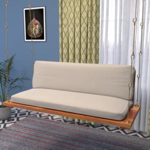 Sweden Soft Touch Upholstery Handmade Teak Wood Swing Patio Hammock Jhula Traditional Style