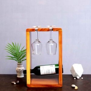 Mini Table Bar Wooden Wine Rack, Storage Glass Organizer