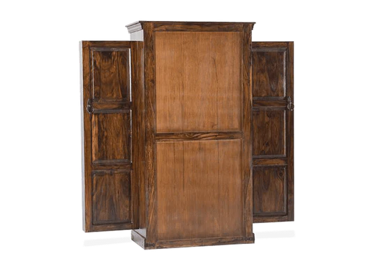 Grand Storing Handmade Teak Wood Bar Cabinet Stylish Look for Wine, Liquor, Glasses (Walnut Finish) - Image 3