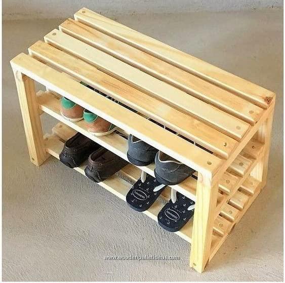 Harass Handmade Solid Sheesham Wood 2-Tier Shoe Rack for Entryway & Hallway - Image 2