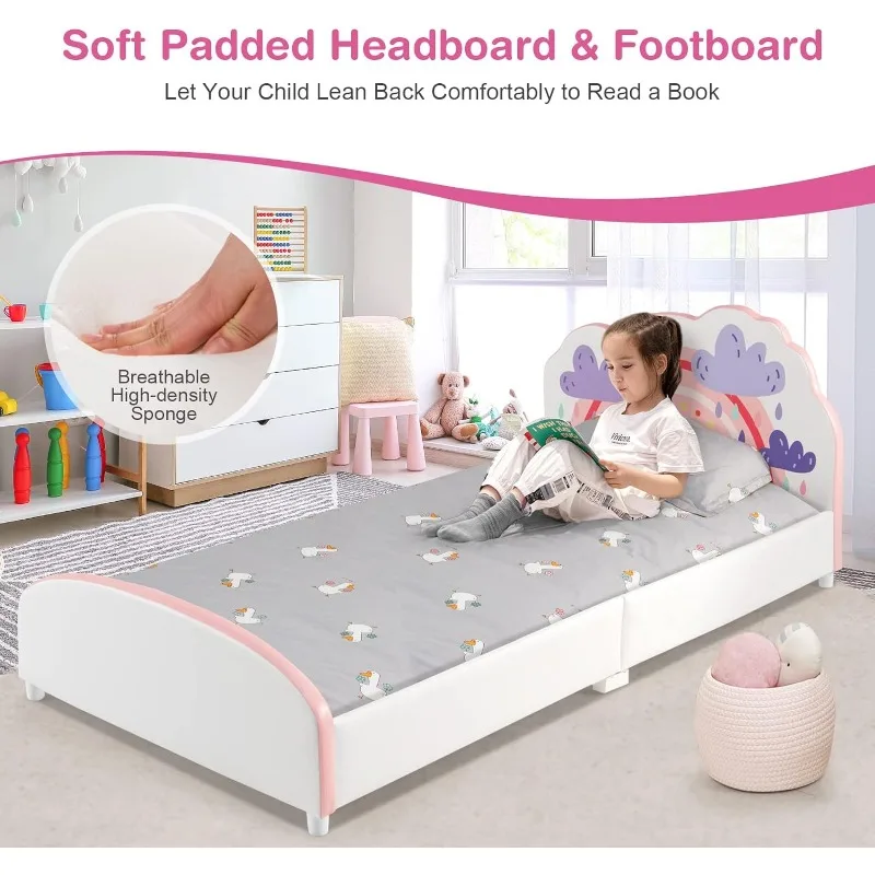 Minimalist Modern Teak Wood Kids Bed for Girls and Boys Plush Look, Durable and Stylish Wooden Children's Bed, Ideal for Toddler to Teen Room - Image 3