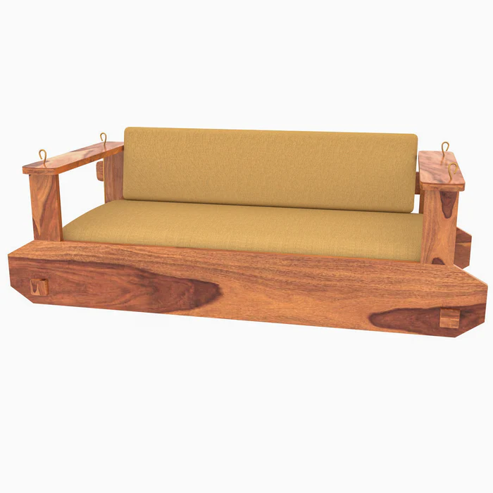 Natural Art & Crafts Majestic Montage Style Handmade Soft Upholstery Teak Wood Swing Patio Hammock Jhula Traditional Style - Image 4