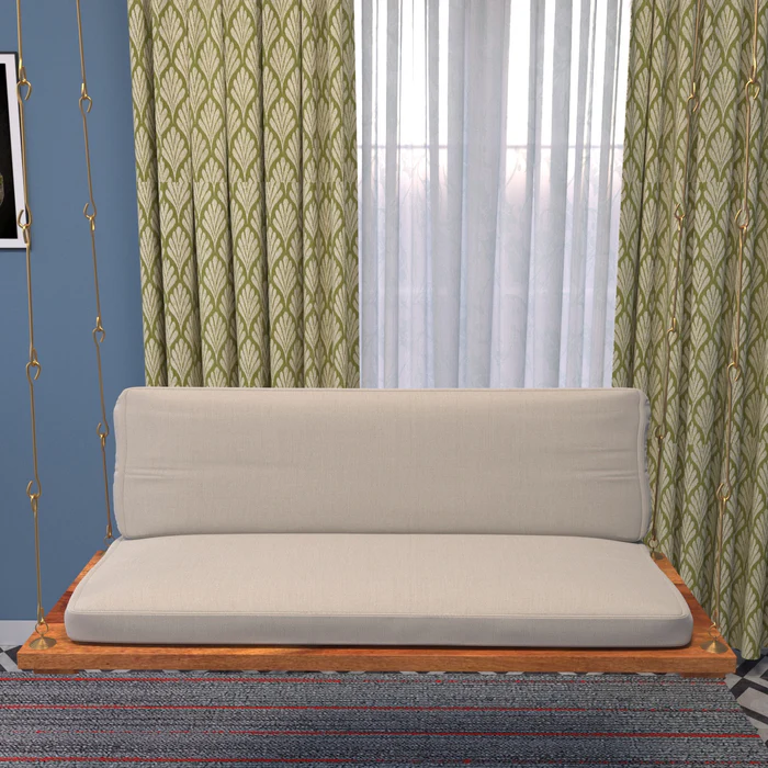 Sweden Soft Touch Upholstery Handmade Teak Wood Swing Patio Hammock Jhula Traditional Style - Image 2