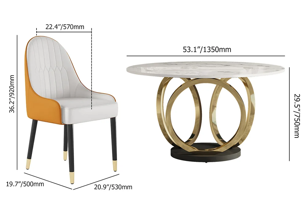 Modern Diamond Sintered Stone Top Round 4 Seater Dining Table Set – Space-Saving Elegant Design for Dining Room & Kitchen - Image 4