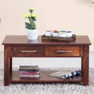 Handmade Solid Wood 2 Drawer & Top Storage Coffee Table