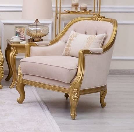 Luxurious & Elegance Design Button Tufted Hand Carved Teak Wood 3+1+1 with Center Table Sofa Set - Image 4