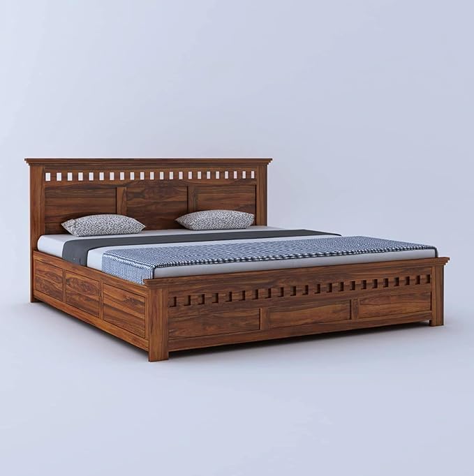 Armenia Premium Teak Wood Hydraulic Storage King Size Bed Modern Space Saving Design with Elegant Finish with - Image 3