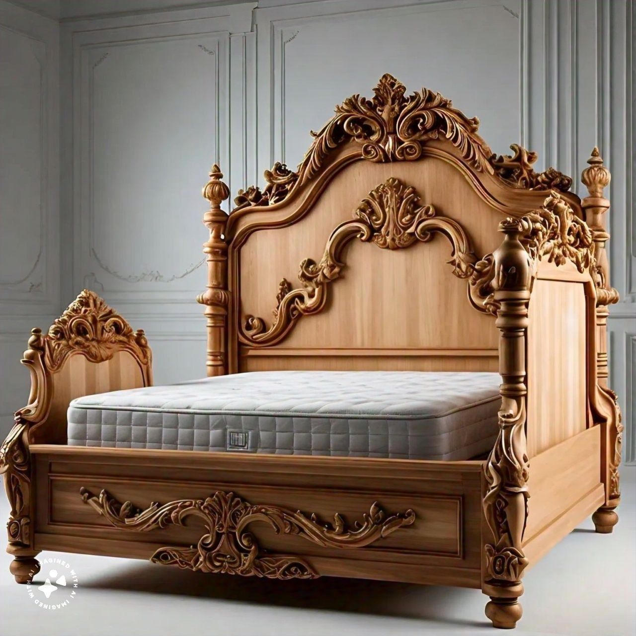 Latest Cupboard Designs Handmade Hand-Carved Teak Wood Modern Bed Luxury Stylish Bedroom for Elegant Bedroom Decor