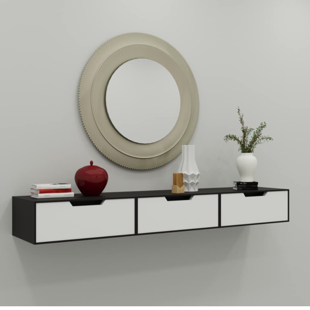 Natural Art & Crafts Exclusively Launched Engineered Wood Storage Wall Shelf with Drawer for Living Room - Image 3