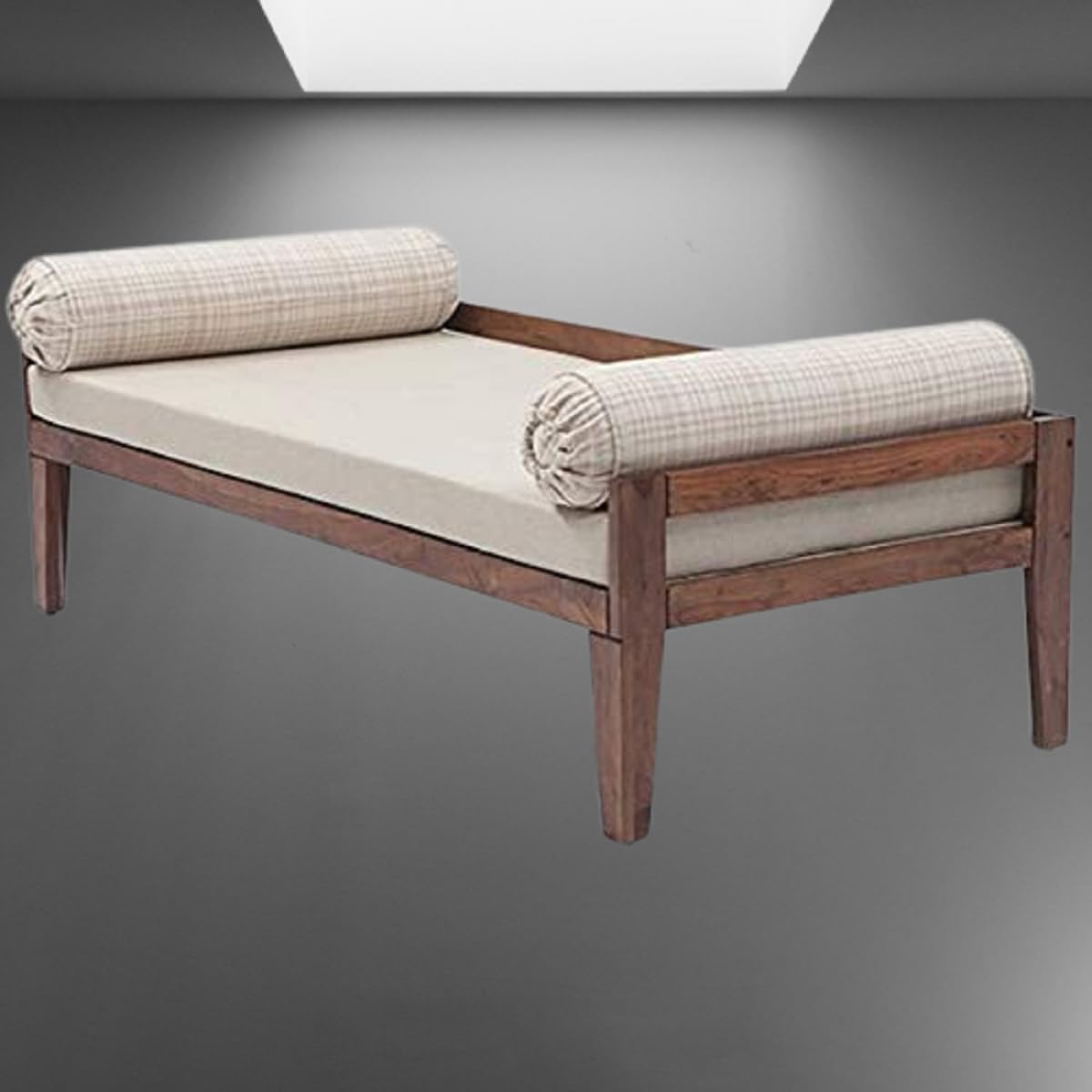 Rhythm Designer Handmade Rectangular Teak Wood 3 Seater Diwan Bed for Living Room Bedroom