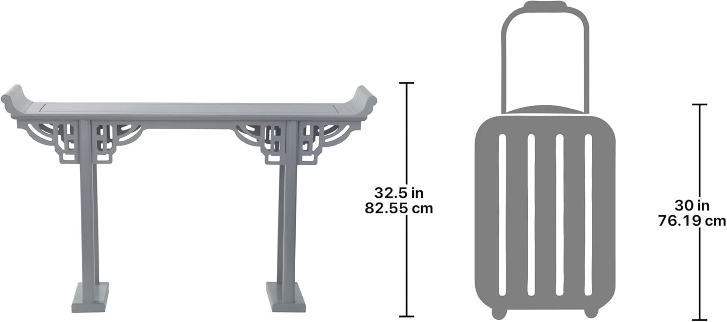 Toscano Design Handmade Teak Wood Console Table Rack for Living Room (Grey Finish) - Image 3