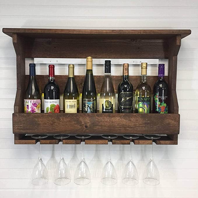 Elegant Wooden Wall Mounted Wine Rack, Bar Cabinet with, Wall Hanging Mini Bar for Home - Image 3