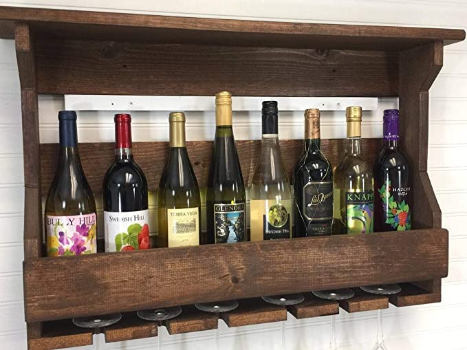 Elegant Wooden Wall Mounted Wine Rack, Bar Cabinet with, Wall Hanging Mini Bar for Home - Image 4