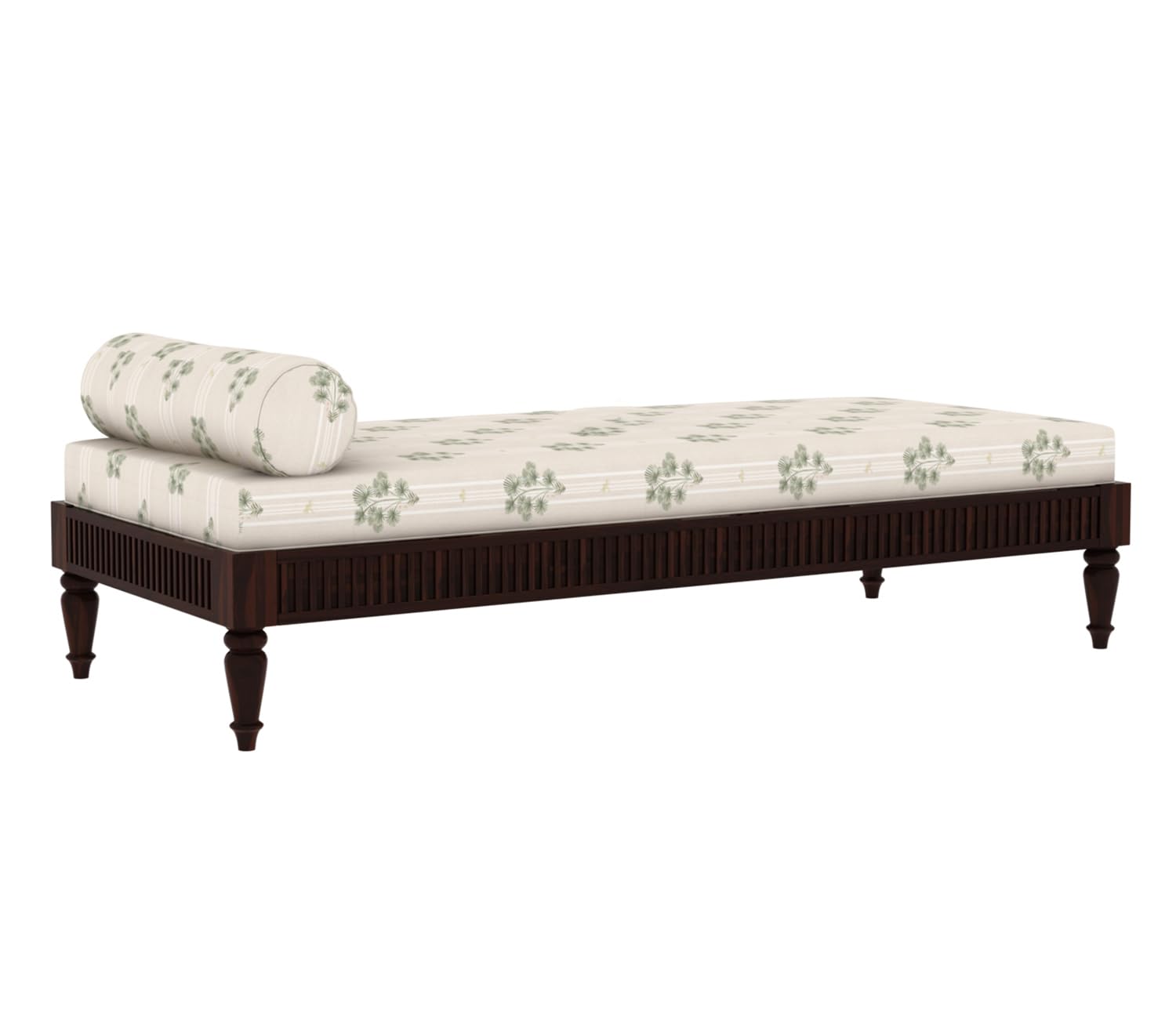 Emphasis Designer Handmade Rectangular Teak Wood Diwan Bed for Living Room Bedroom Walnut Finish - Image 3