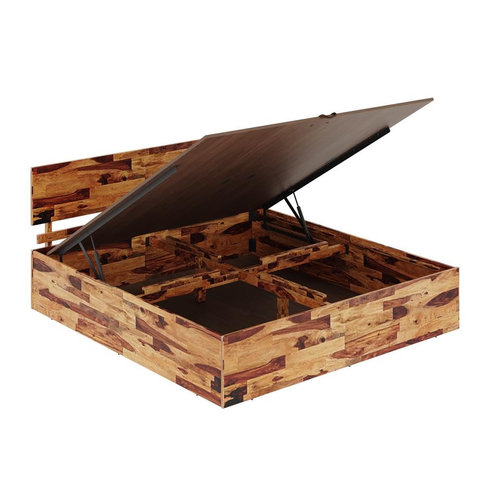 Andromeda Premium Teak Wood Hydraulic Storage King Size Bed Modern Space Saving Design with Elegant Finish - Image 2