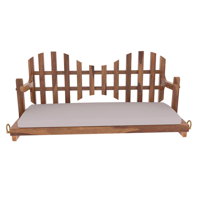 Classic Adorable New Cross Square Back Handmade Teak Wood Swing Patio Hammock Jhula Traditional Style - Image 4