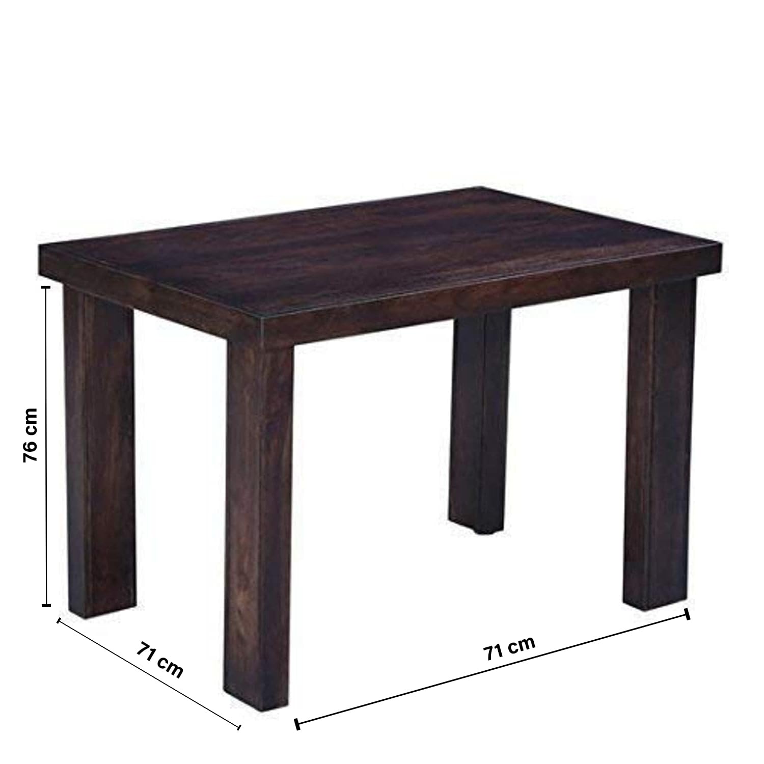 Warm Chestnut Finish Handmade Teak Wood 2 Seater Rectangular Dining Table Set - Image 3