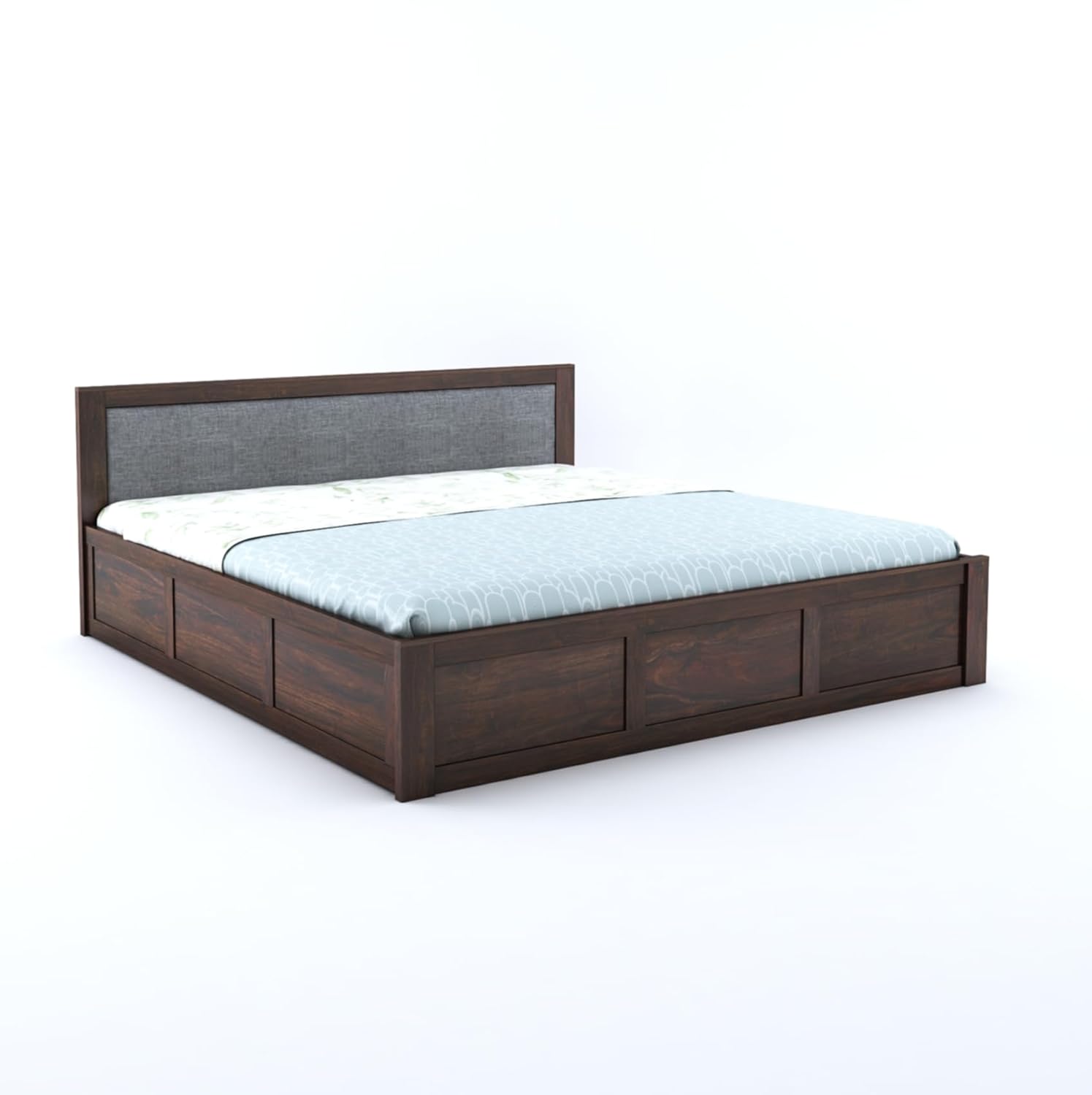 Natural Art & Crafts Fanzine Handmade Premium Teak Wood Hydraulic Storage King Size Bed Modern Space Saving Design with Elegant Finish - Image 2