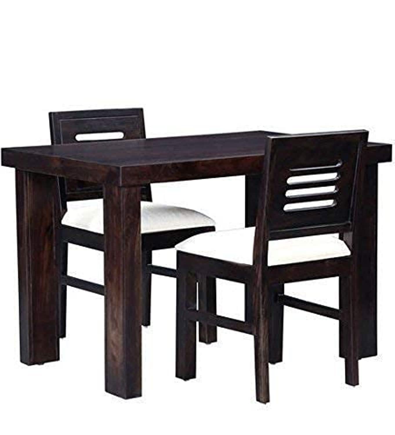 Warm Chestnut Finish Handmade Teak Wood 2 Seater Rectangular Dining Table Set - Image 4