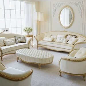 Luxury Curved Sofa Set with Oval Upholstery Centre Table by AARCRAFT