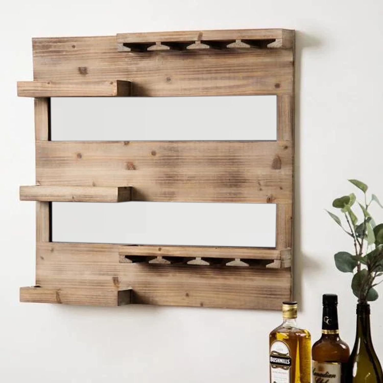 Natural Art & Crafts Jorden Design Elegant Wooden Wall Mounted Wine Rack, Bar Cabinet with, Wall Hanging Mini Bar for Home (Natural) - Image 4