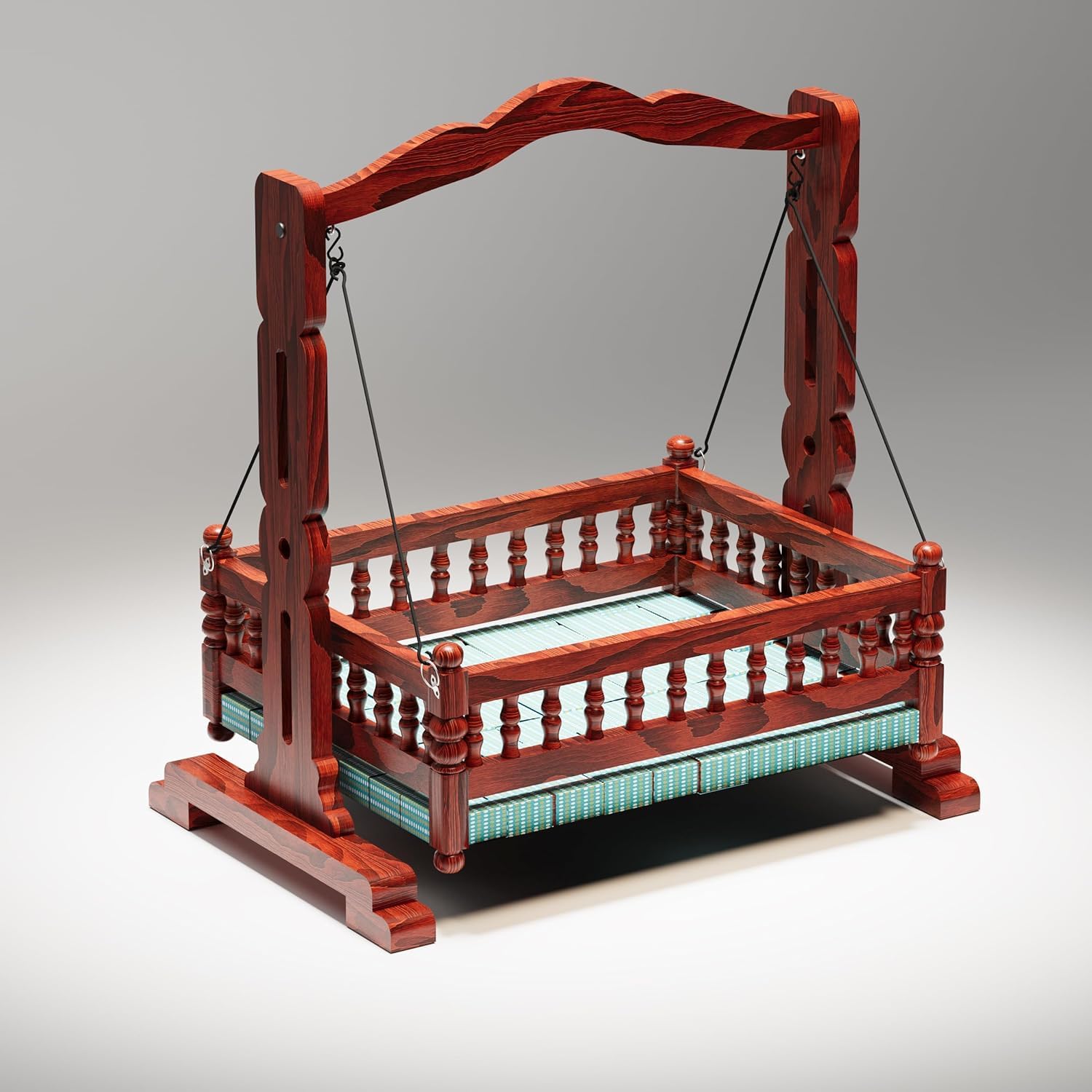 Ace Elegant Design Multifunctional Foldable Teak Wood Newborn Baby Cradle - Image 2