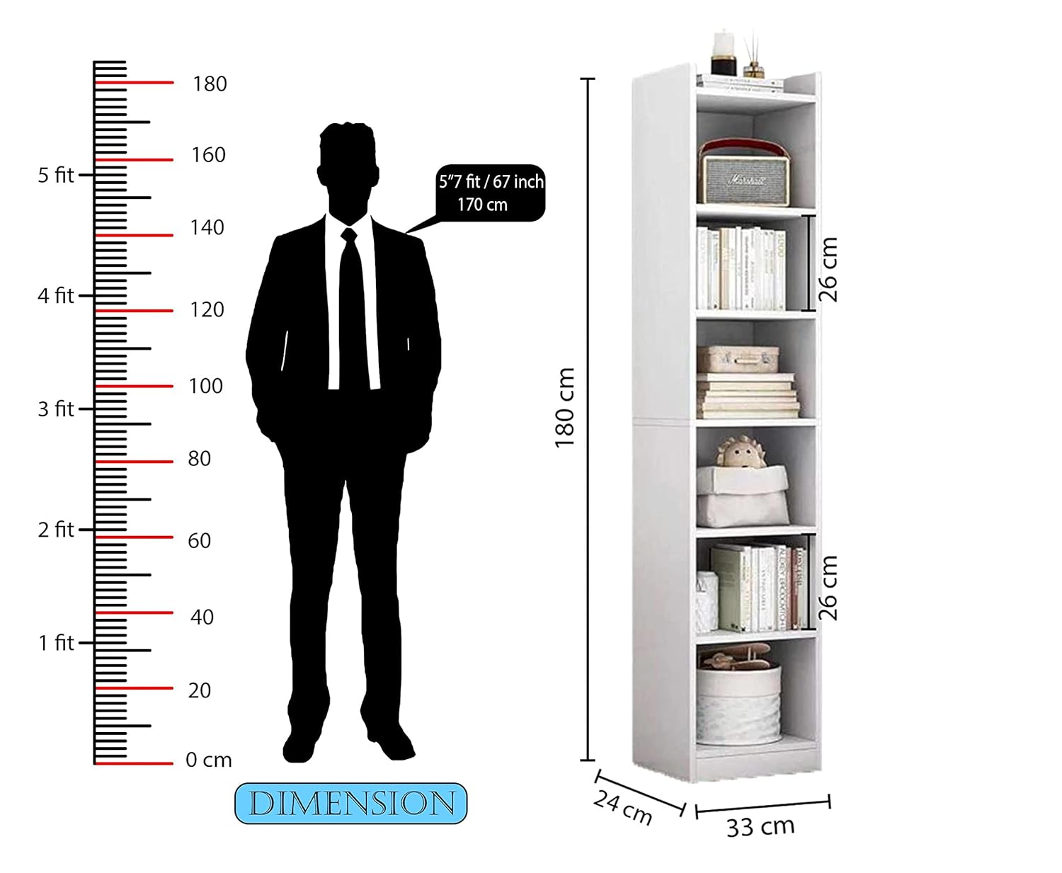 Multipurpose Handmade Engineered Wood Bookshelf Rack for Library Home or Office with 6 Layer - Image 2