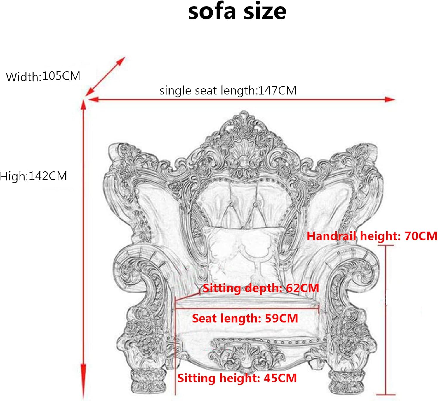 Wooden Carved Teak Wood European-Style Luxury Single Seater Sofa - Image 2