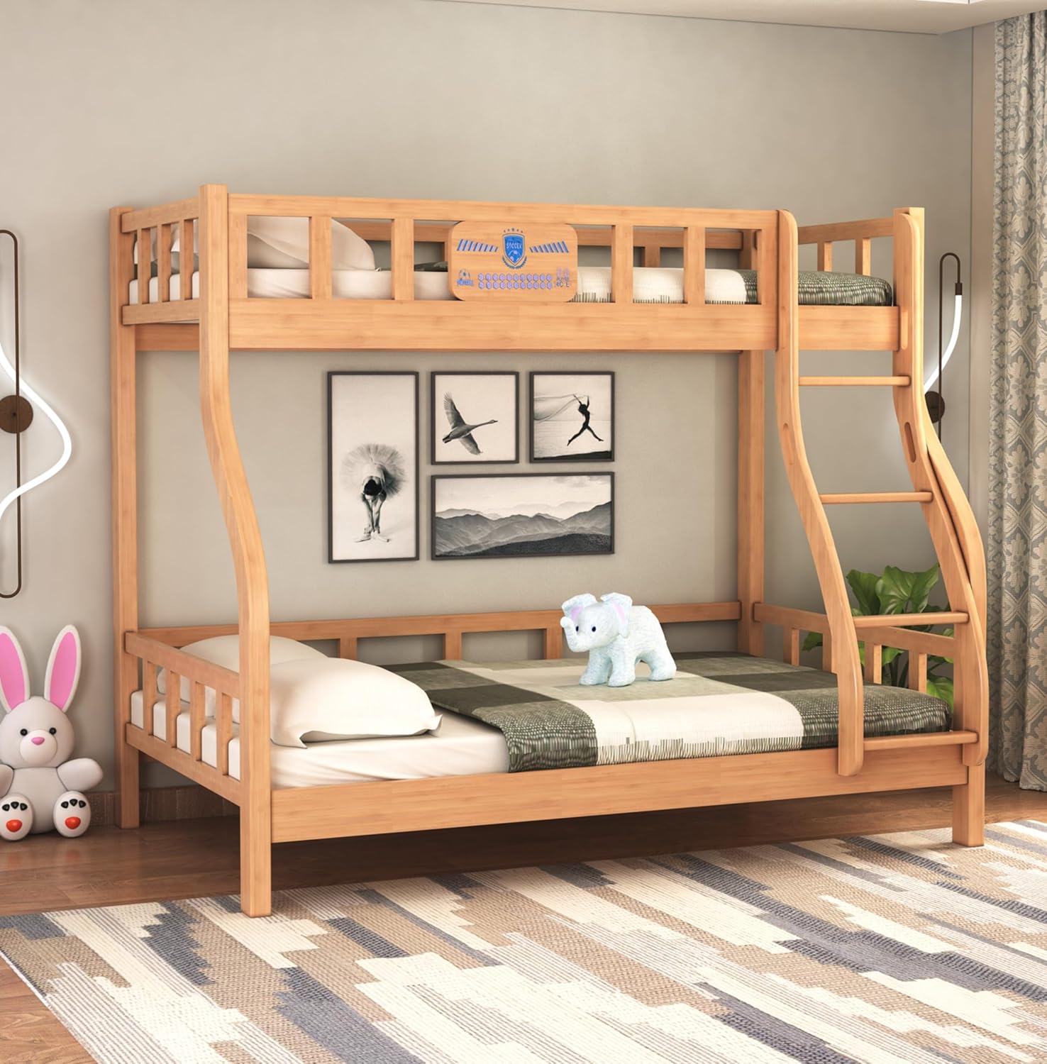 Wilds Handmade Teak Wood Bunk Bed with Ladder Sturdy and Durable Twin Over Twin Eco-Friendly Bunk Bed for Kids