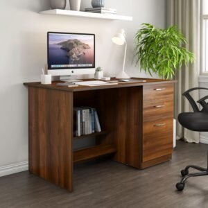 Multipurpose Handmade Engineered Wood Scholar Study & Office Desk with 3 Drawers Storge Rack ( Brown )
