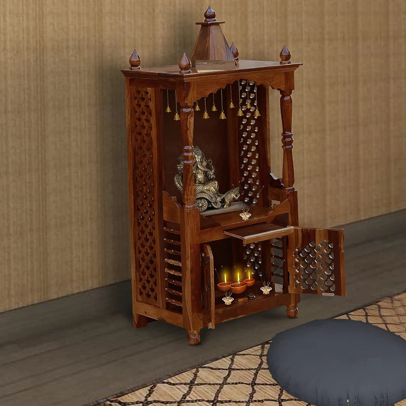 Natural Art & Crafts Idols Incense Traditional Handmade Wooden Pooja Temple for Daily Prayers