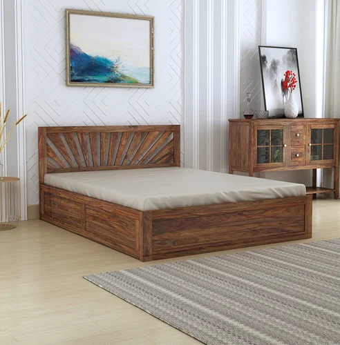 Accomplish Plain Design Handmade Teak Wood King Size Bed Luxurious Elegant Bedroom Decor ( Brown )
