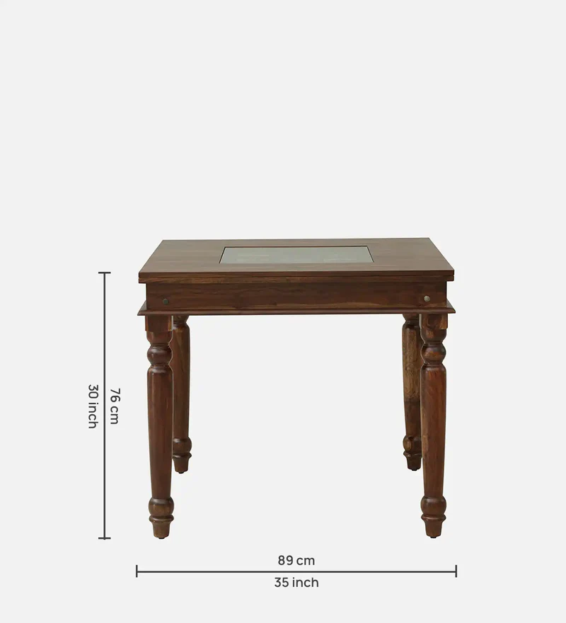 Anamika Handmade Teak Wood 4 Seater Square Dining Table Set Elegant Solid Wood Dining for Kitchen and Dining Room - Image 4