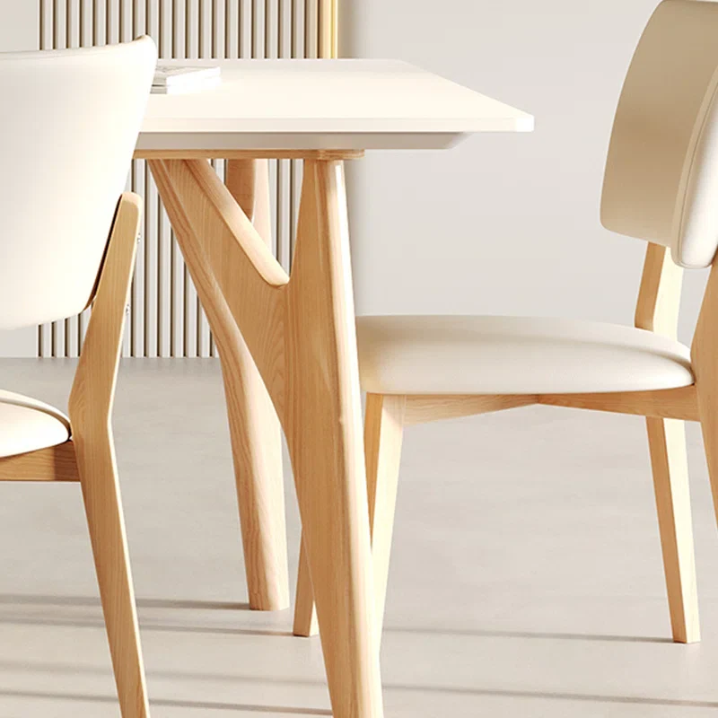 Cahir Luxe Modern Teak Wood Rectangular 6 Seater Dining Table Set Space-Saving Design for Dining Room and Kitchen - Image 3