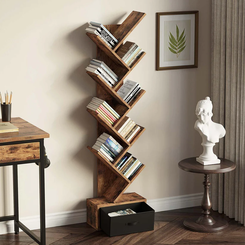 Annex Handmade Teak Wood Bookcase for or Home & Office Storage (Natural Finish)