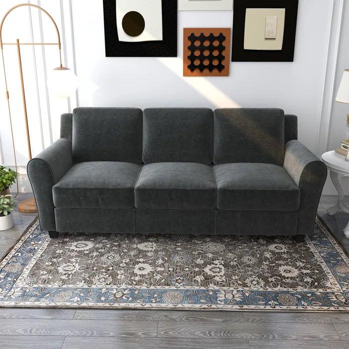Luxe Velvet Modern 3-Seater Sofa Set Comfortable Button Tufted Chesterfield Design, Elegant ( Grey ) - Image 3