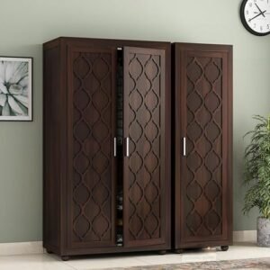 NATURAL ART & CRAFT Teak Wood Almirah for Bedroom - Solid Wood Large Cupboard (Walnut Finish)