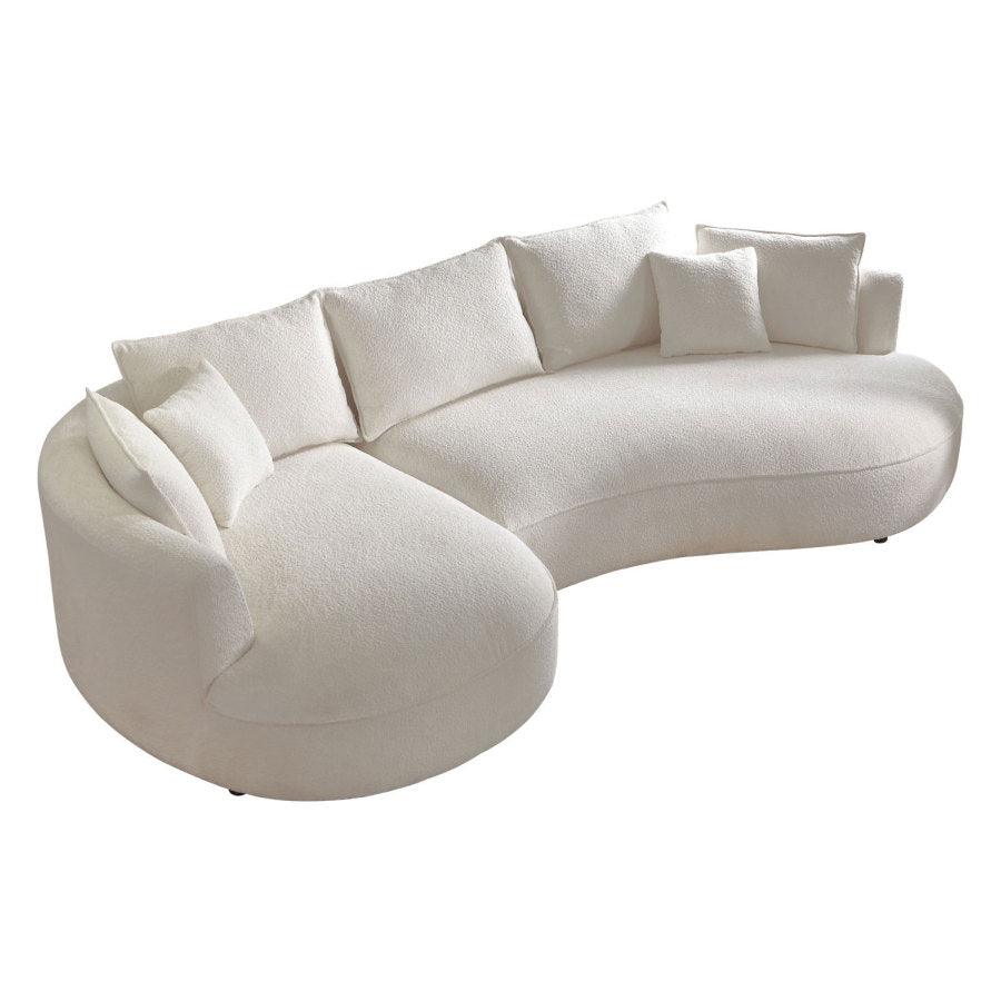 Craft Snowy Curved Luxurious Boucle Fabric 3 Seater Sofa with Soft Comfortable Cushions for Modern Living Room - Image 3