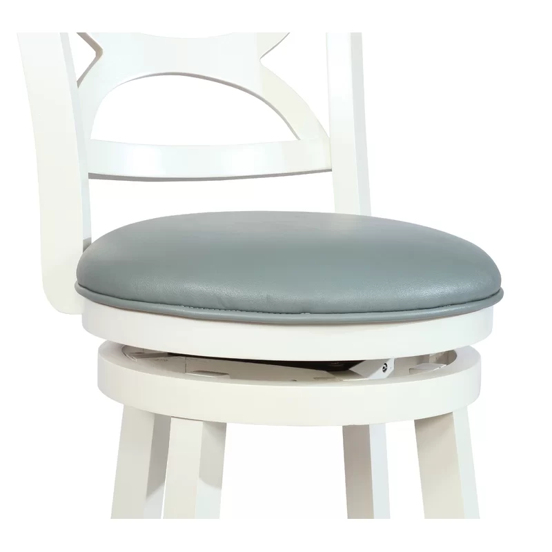 Bouleyk Faux Leather Wood Swivel Bar & Counter Stool (White) - Image 5