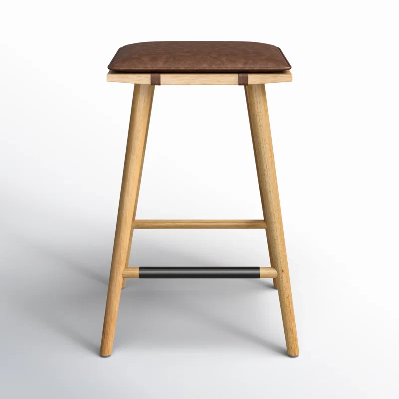 Natural Art & Crafts Bryseidaz Swivel Solid Wood 24" Counter and Bar Stool - Image 3