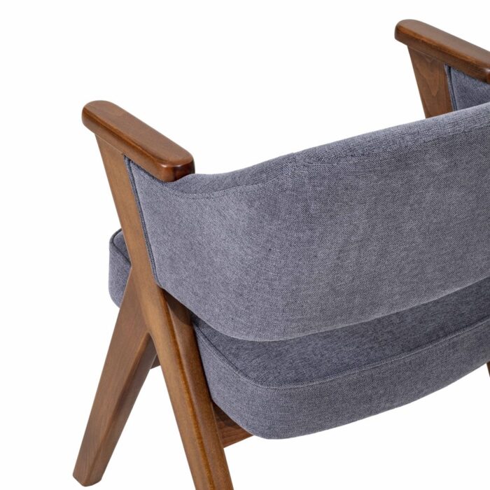 Classic Sheesham Wood And Velvet Fabric Arm Chair - Image 5